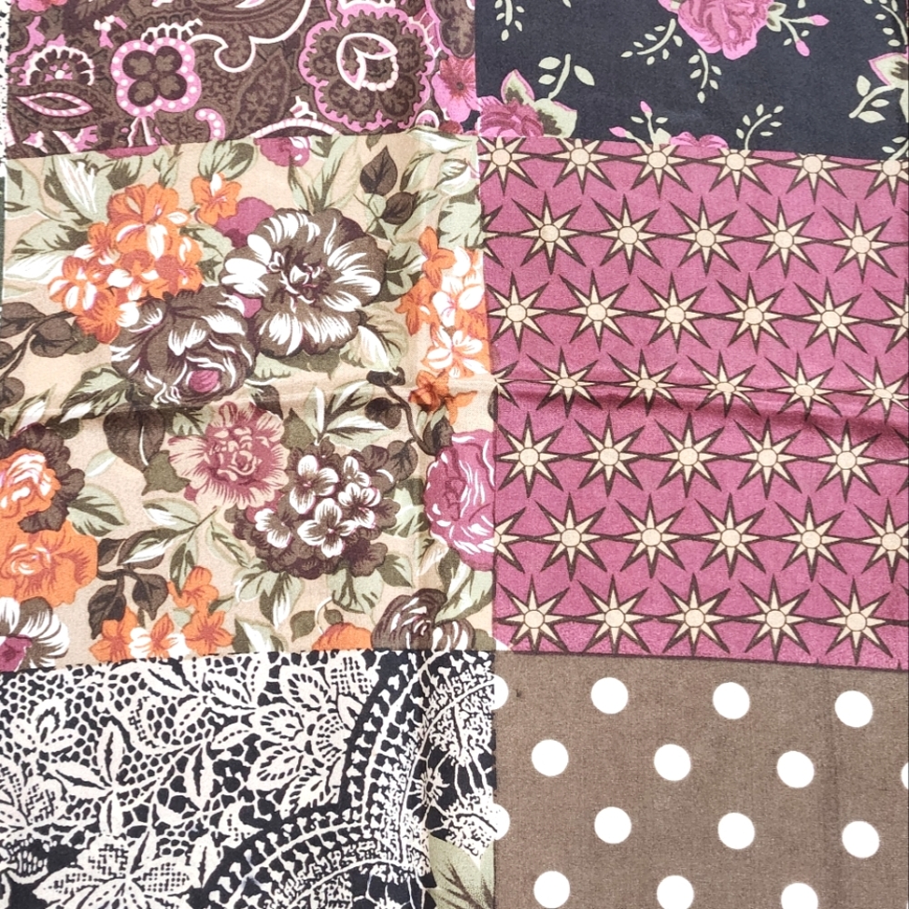 New York Studio Multi-Pattern Patchwork Silk Oblo… - image 3